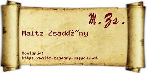 Maitz Zsadány névjegykártya